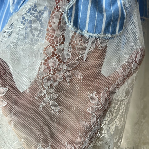 Anthropologie Maeve V-Neck Lace Twofer Mini Shirt Dress Size 14 - Picture 6 of 11
